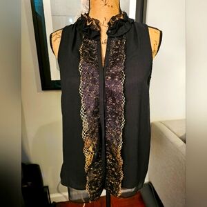 J. Lopez black and gold high neck blouse